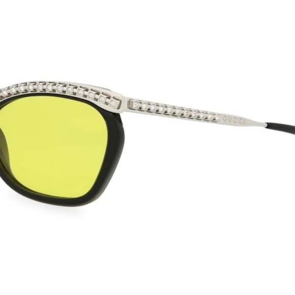 $1395 Mens Authentic GUCCI 56mm Crystal Rectangle Sunglasses Black - Picture 8 of 12